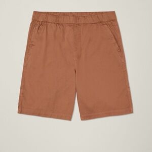 Pact Men’s Shorts  Large Canvas Drawstring 9” Organic Cotton Orange/Brown EUC